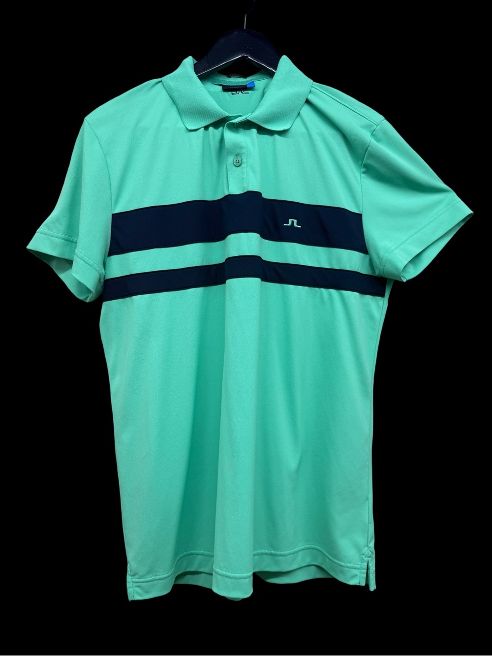J.Lindeberg Aqua Polo with Navy Stripes